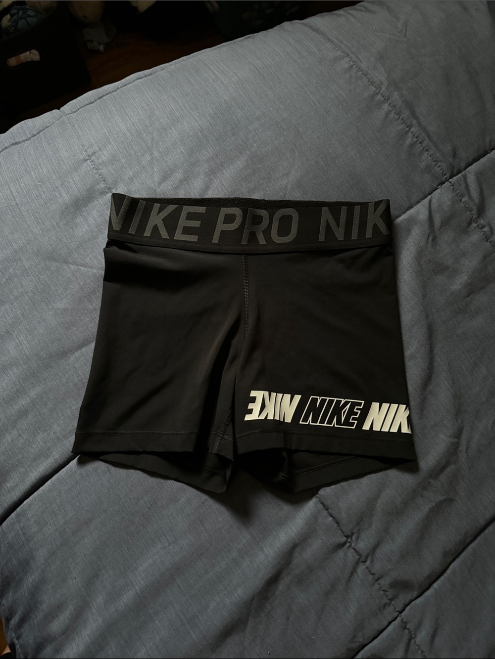 Nike Black Compression Shorts with White Logo